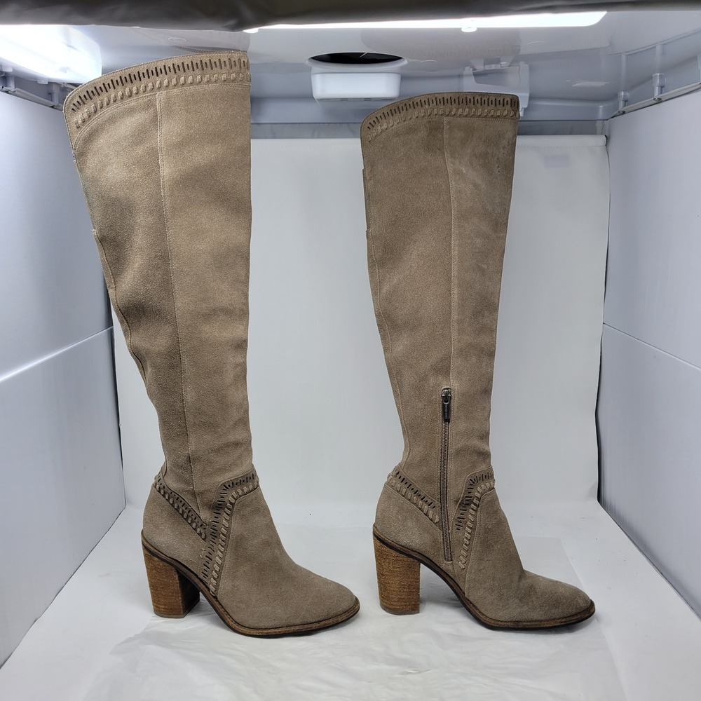Vince Camuto Western Boho Chic Madolee Suede Over the Knee Boots Tan 9.5 Brazil